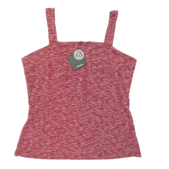 Bobeau Knit Tank Top Square Neck Red White Marled - Picture 7 of 10